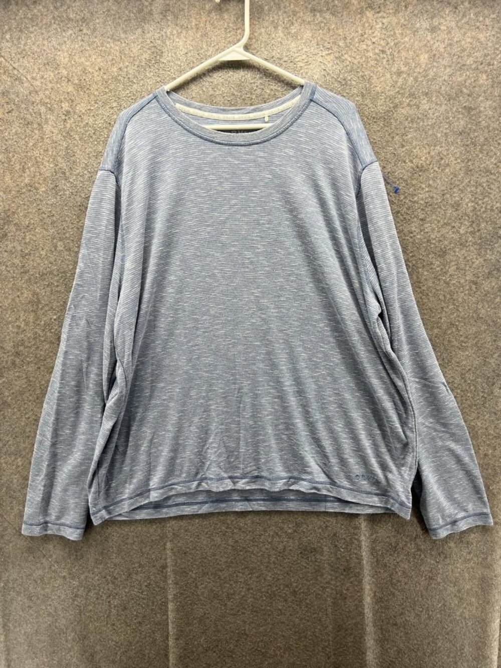 Orvis Shirt Mens 2XL Blue Striped Long Sleeve Tee Crewneck Tagless Lightweight
